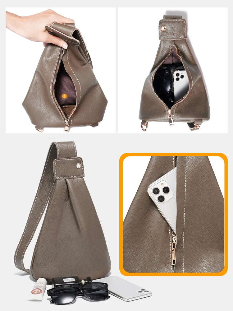 Versatile Leather Crossbody Rucksack Bag - Trendy Mix