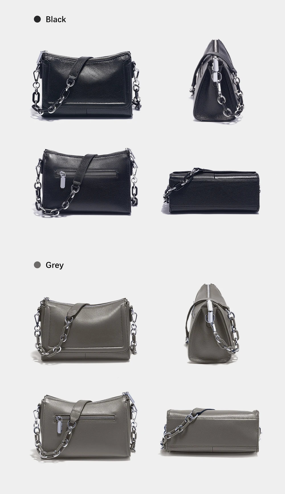 Luxury Soft Leather Top-Handle Bag with Acrylic Chain