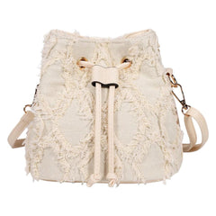 Trendy Denim Bucket Bag with Tassel Detailing - Trendy Mix