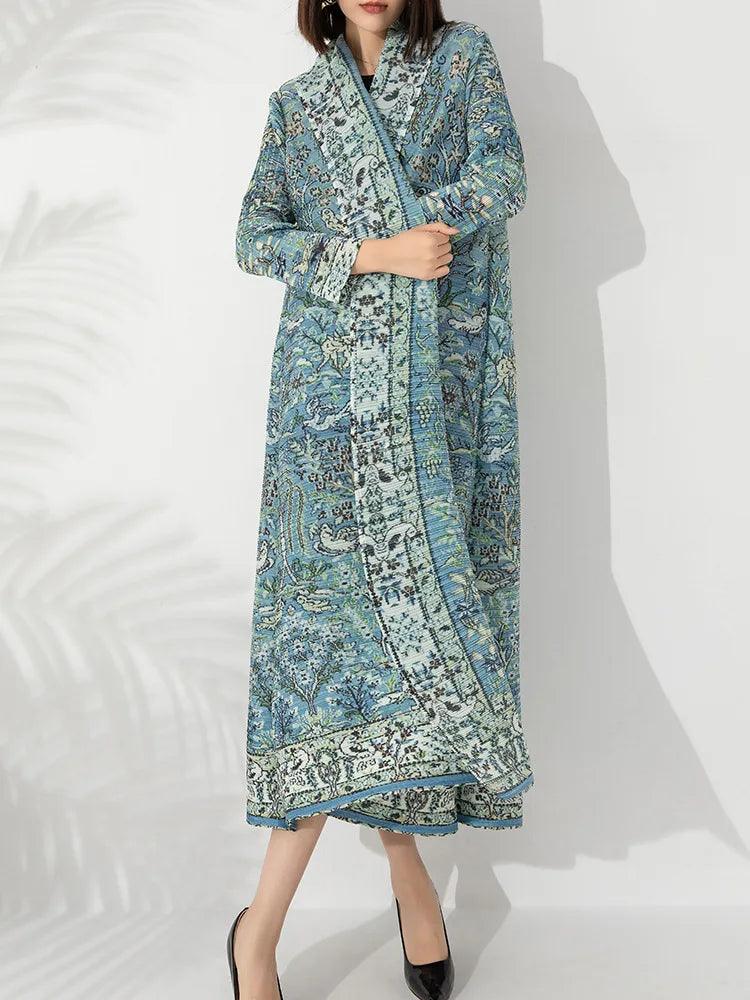 Chic 2024 Plus Size Floral Print Trench Coat - Trendy Mix