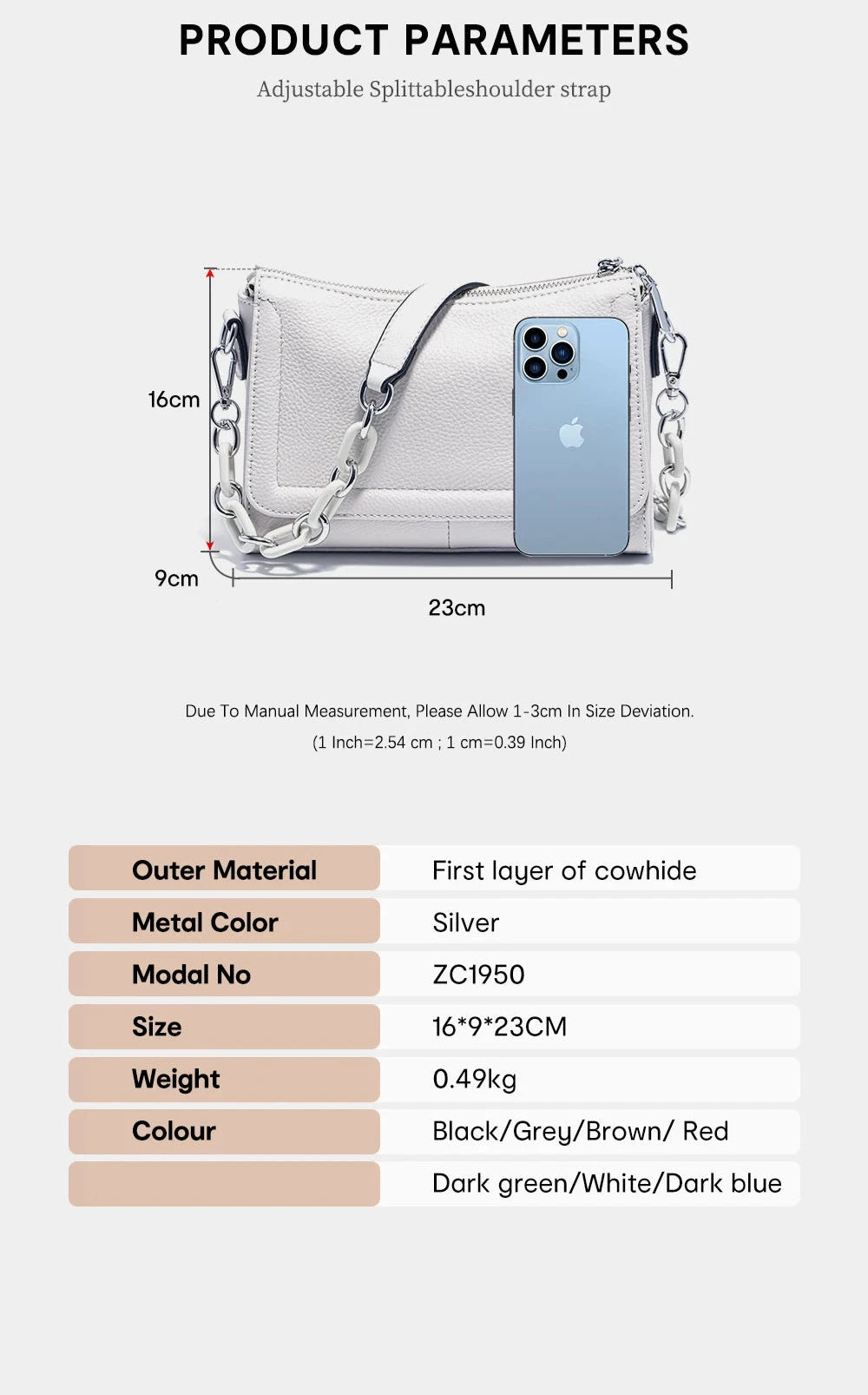 Luxury Soft Leather Top-Handle Bag with Acrylic Chain