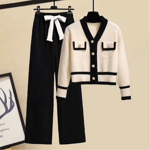 Women's Korean High Waist Sweater & Pants Set