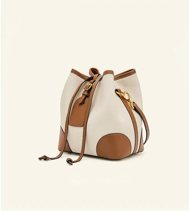 Chic Bucket Leather Crossbody Bag - Trendy Mix