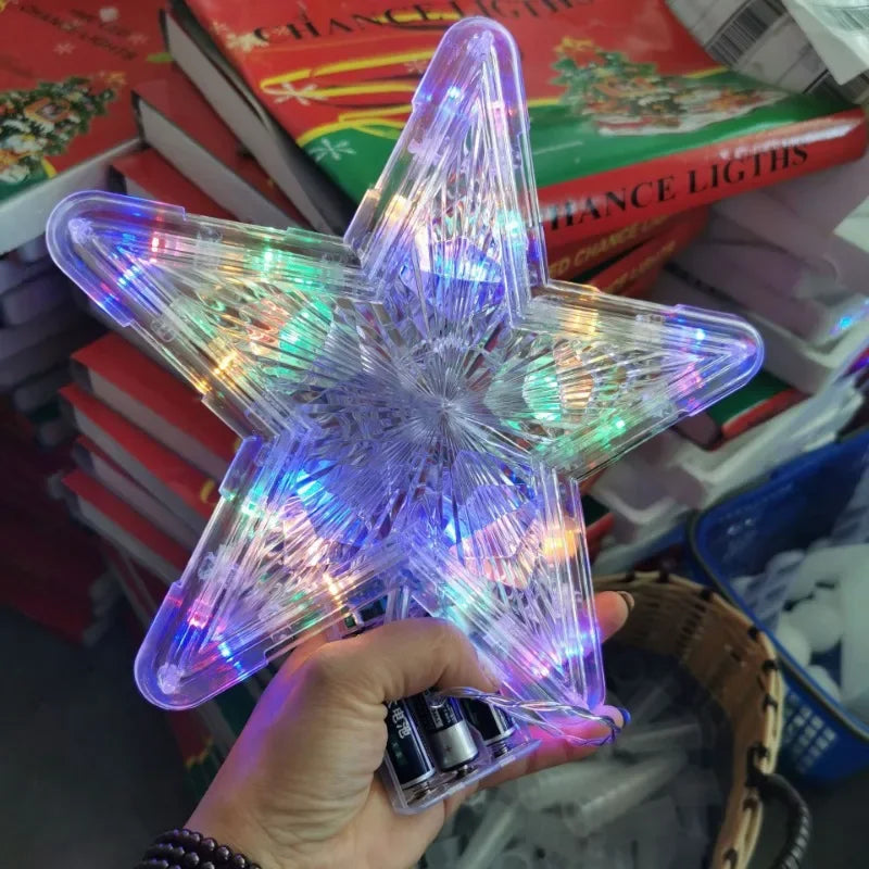 Christmas Tree Ornaments Stars LED Light Lamp Christmas Decorations Home Xmas Trees New Year 2024 Navidad Natal Noel 15cm/23cm