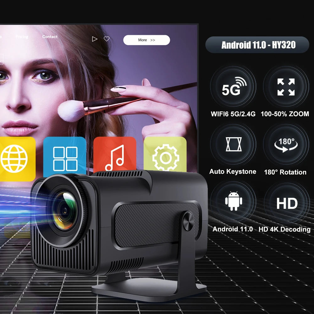 4K Native 1080P Android 11 Portable Projector