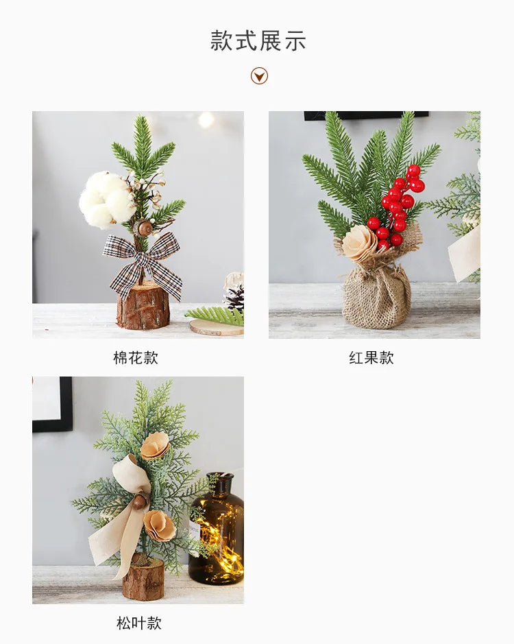 25CM Mini Christmas Decorations Desktop Small Christmas Tree Decoration Pottery Festival Scene Decor Arboles De Navidad