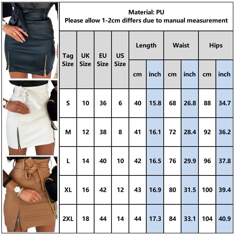 2024 High-Waisted PU Leather Mini Skirt