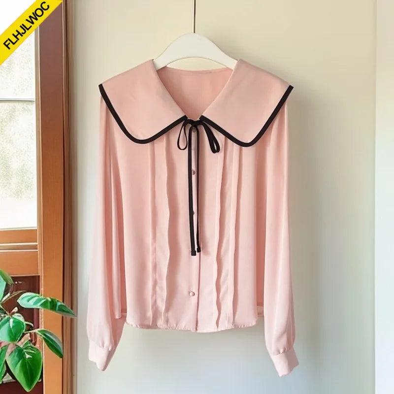 Charming Pink Bow-Tie Blouse