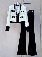 Premium Wool Blazer & Micro-Pants Suit Set