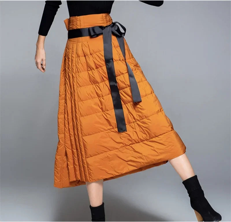 Winter new arrival Down Skirt A-line warm down skirt women's fashion long Package Buttocks warm white duck down skirt