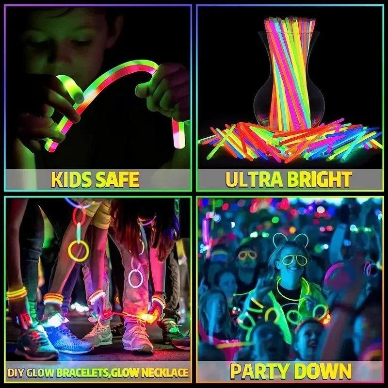 10/100Pcs Fluorescence Sticks Party Multicolor Glowing Bright Bendable Glow Bracelet Party Supplies Stick Bright Colorful Light - Trendy Mix