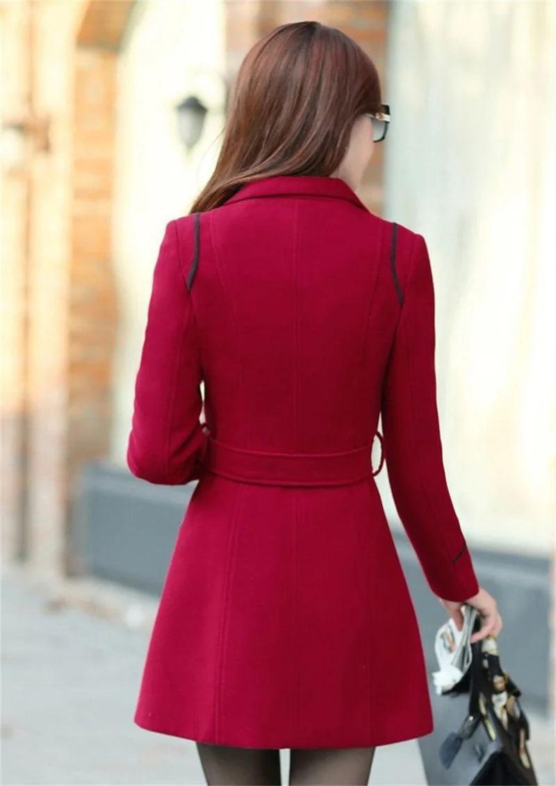 Korean Elegance: 2024 Long Double-Breasted Wool Coat - Trendy Mix