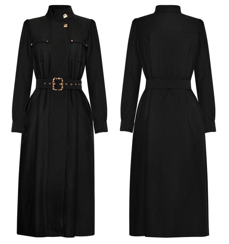 Black Vintage Trench Coat with Sashes