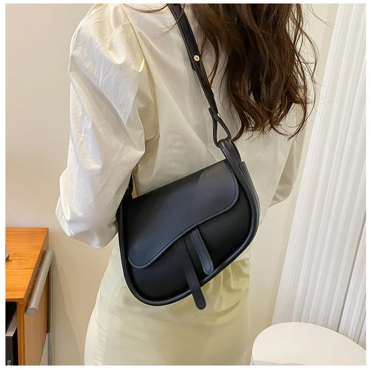 Stylish PU Leather Saddle Bag - Trendy Mix