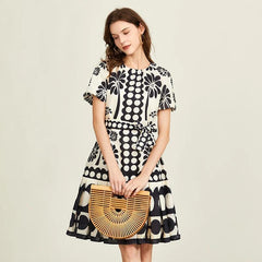 2024 Summer New Vintage Fashion Print Dress For Women - Trendy Mix