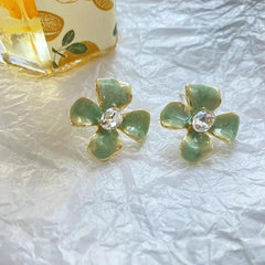 Green Flower Earrings - Trendy Mix