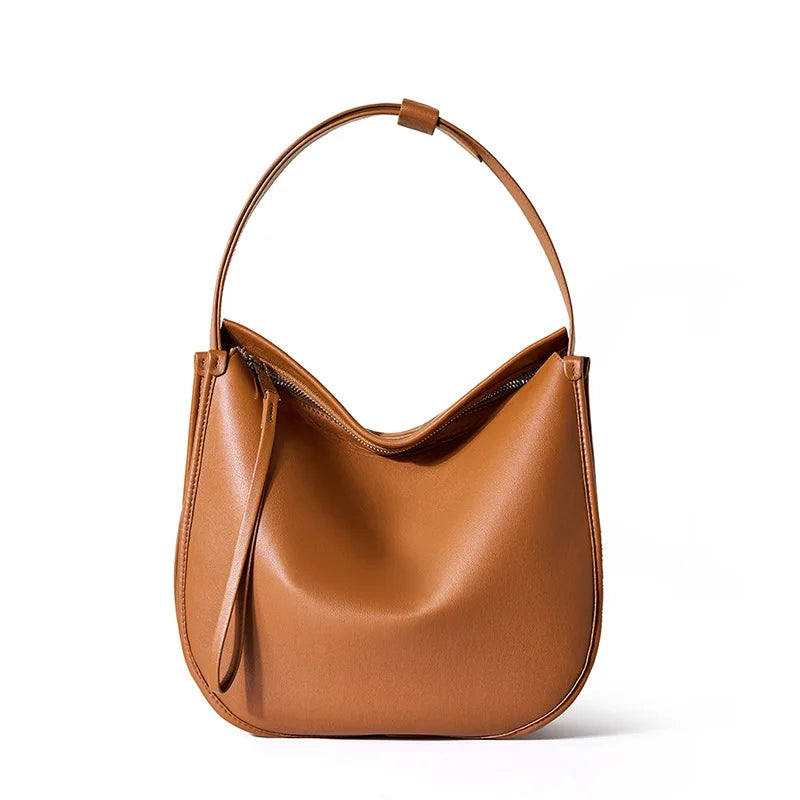 Classic Brown Leather Hobo Bag - Trendy Mix