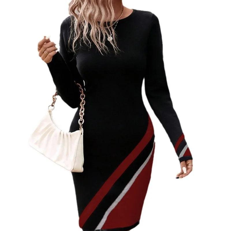 Striped Elegance A-Line Dress