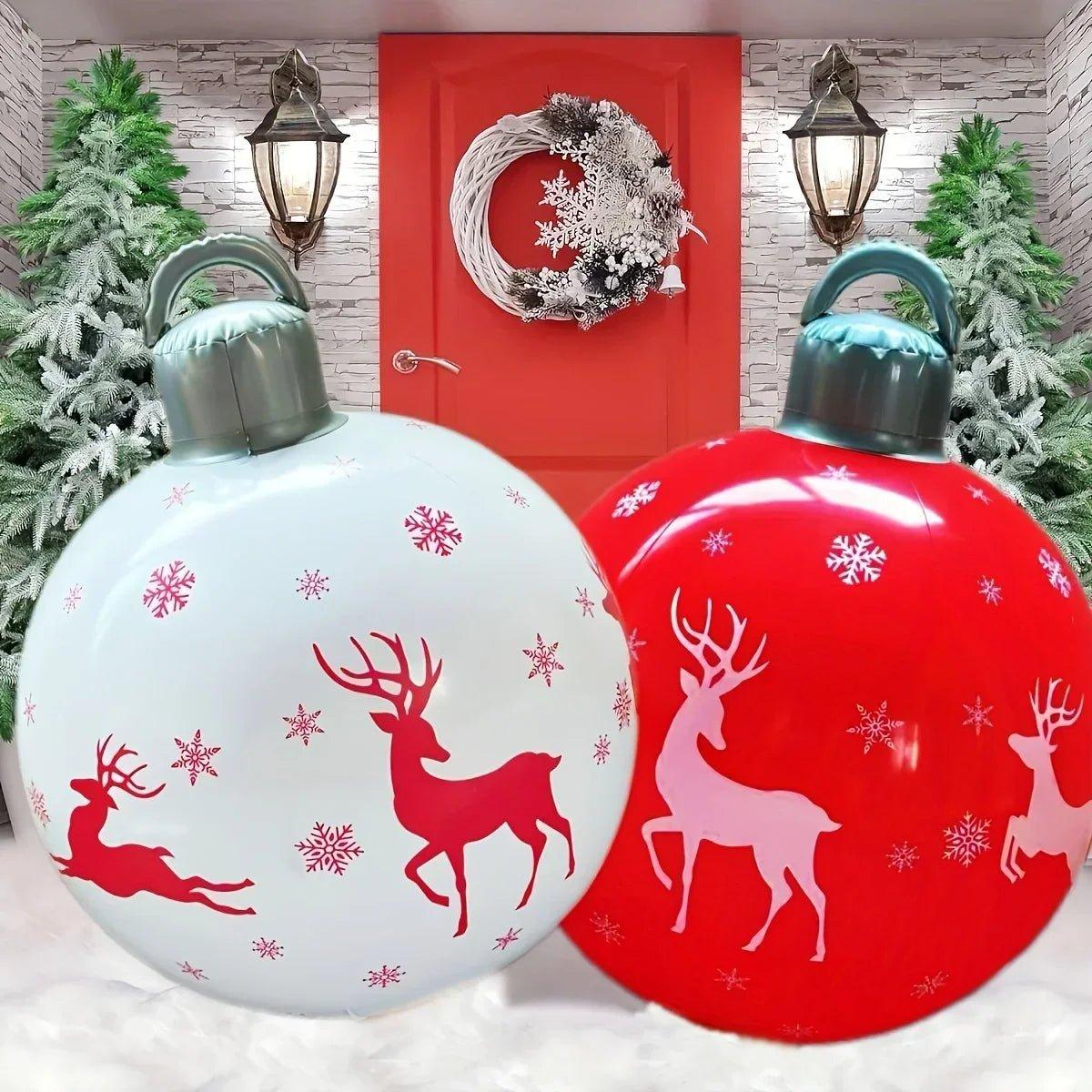 1Pc 40cm Christmas Decoration Ball Ornament PVC Inflatable Outdoor Holiday Yard Lawn Porch Decoration Navidad Foam Balls 2025 - Trendy Mix