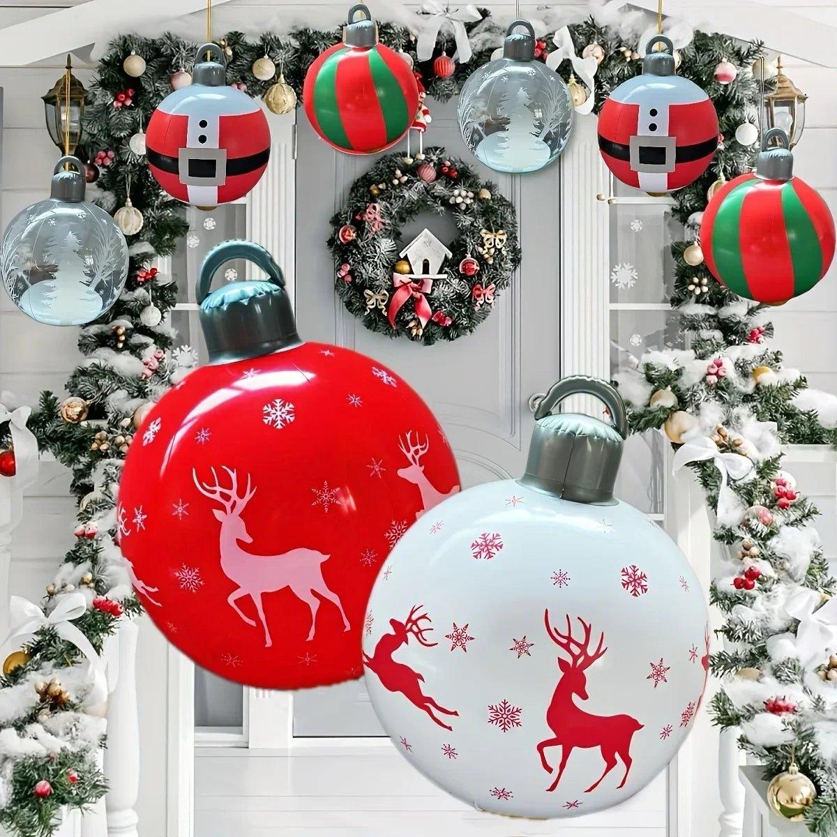 1Pc 40cm Christmas Decoration Ball Ornament PVC Inflatable Outdoor Holiday Yard Lawn Porch Decoration Navidad Foam Balls 2025 - Trendy Mix