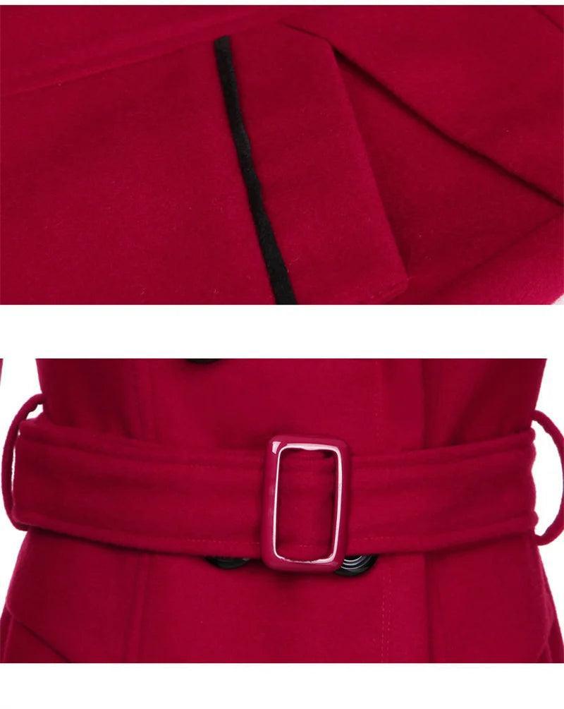 Korean Elegance: 2024 Long Double-Breasted Wool Coat - Trendy Mix