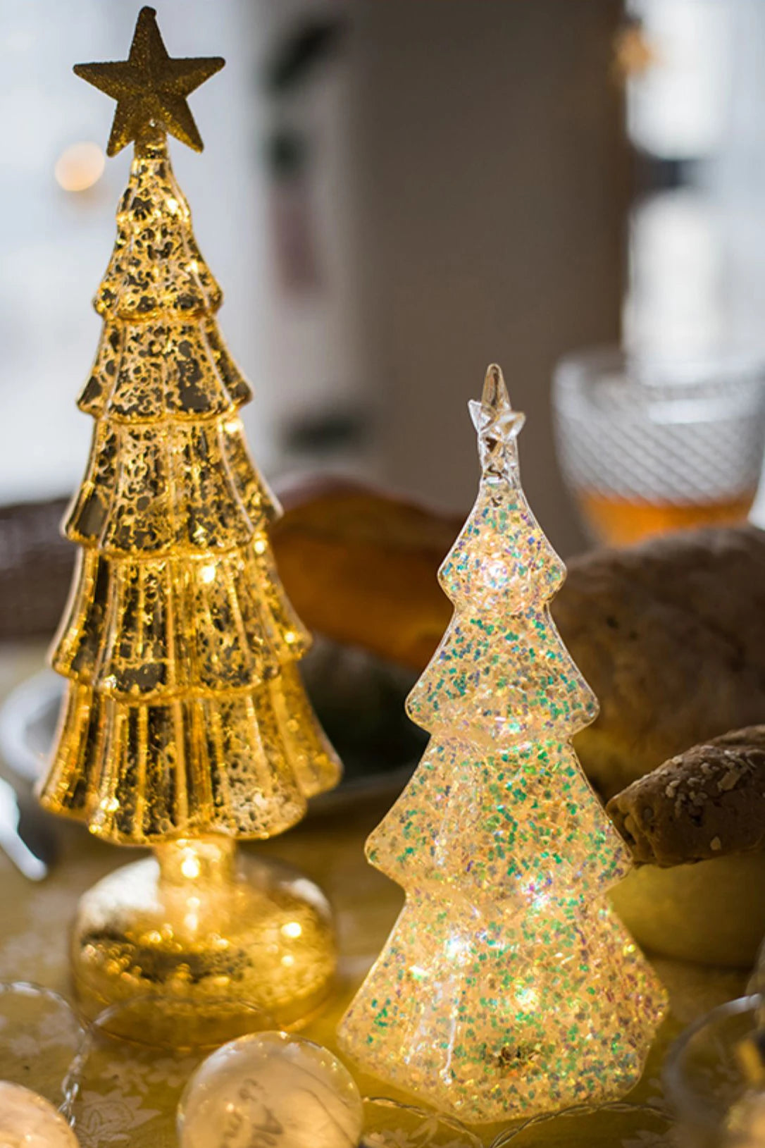 Christmas Tree Glass Night Light for Home Xmas Romantic Holiday Atmosphere Arbol De Navidad Ornaments LED Luminous Decoration