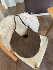 Frosted Cowhide Bucket Bag Large Capacity Genuine Leather