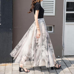 Summer Chiffon Long Skirt for Women - Fresh and Sweet Vacation Style - Trendy Mix