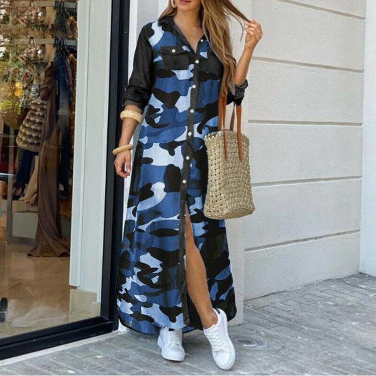 New Fashion Long Sleeve Shirt Skirt Long Dress - Trendy Mix