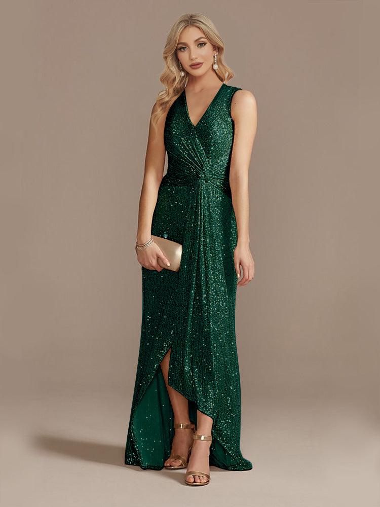 Women's Sequin Twisted Irregular Evening Dress - Trendy Mix