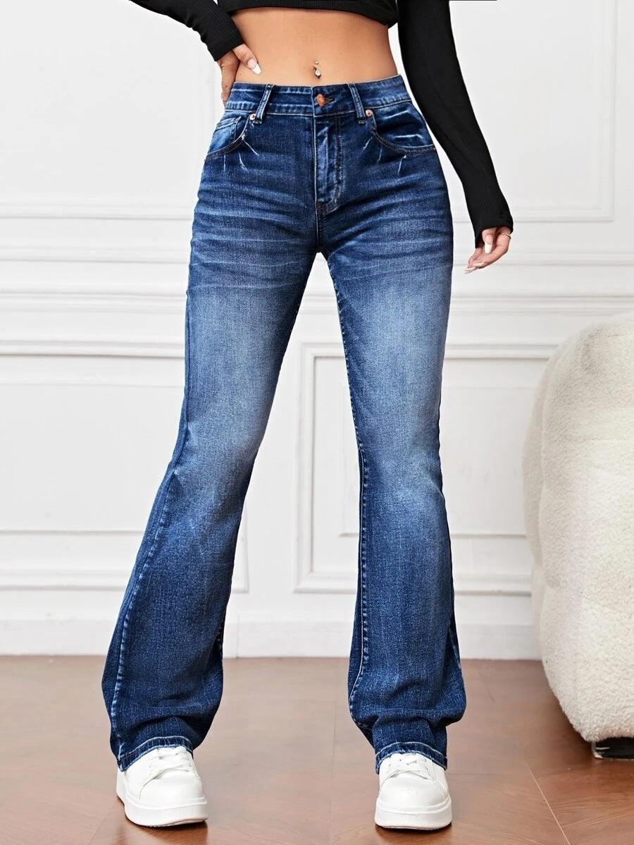 Denim High Waist Trousers - Trendy Mix