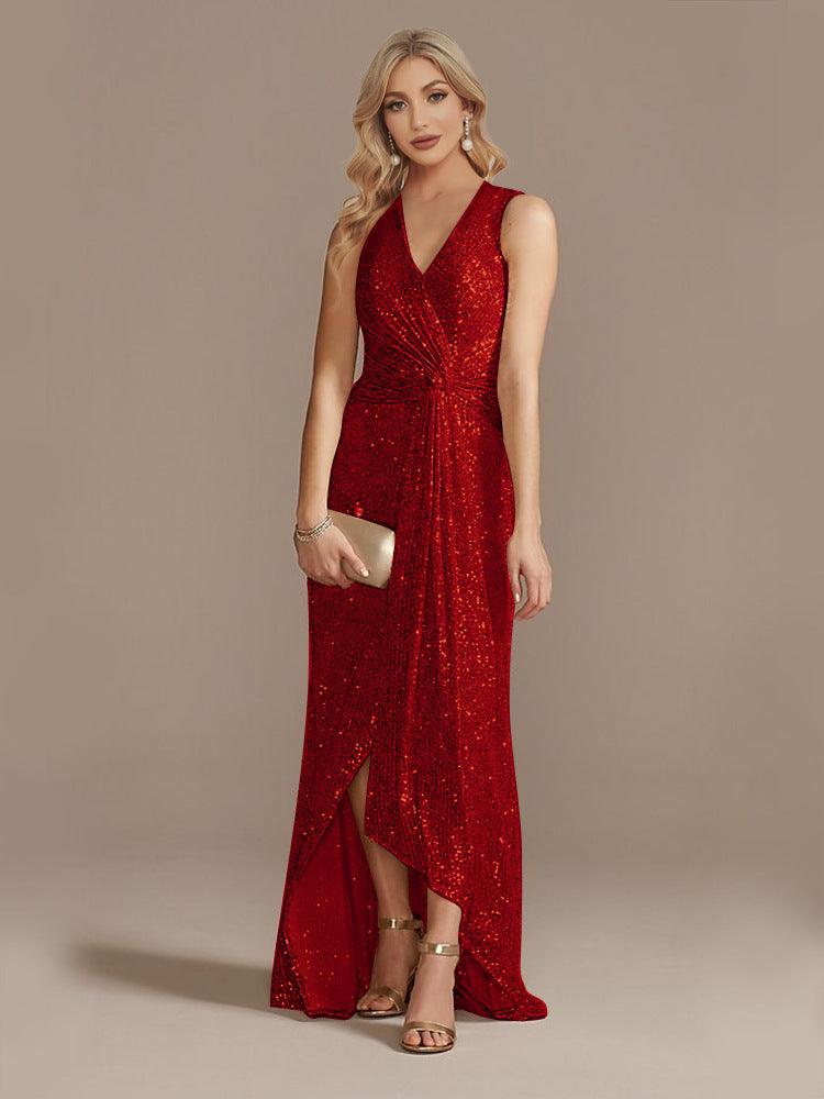 Women's Sequin Twisted Irregular Evening Dress - Trendy Mix