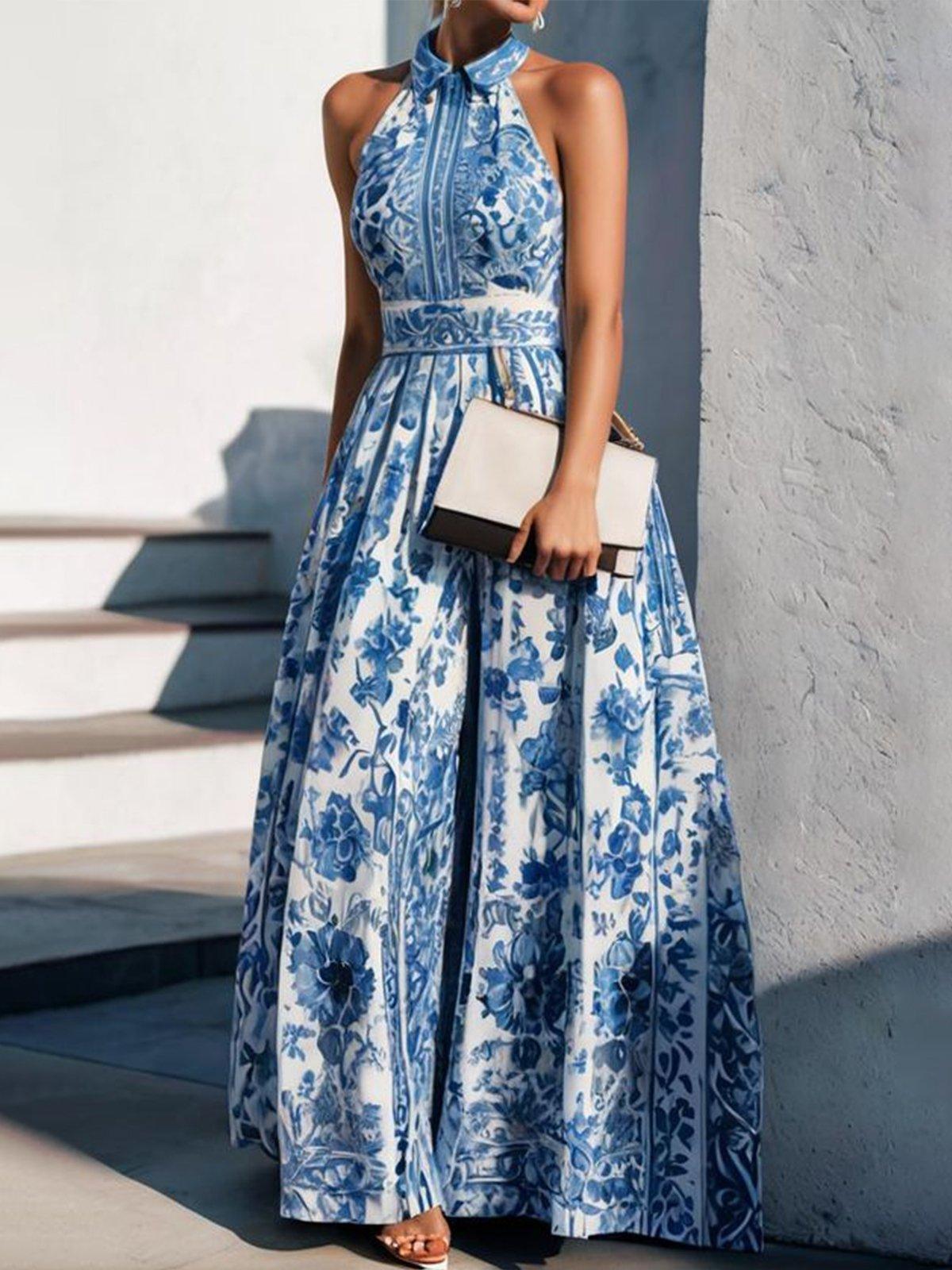 European And American Printed Long Dress - Trendy Mix