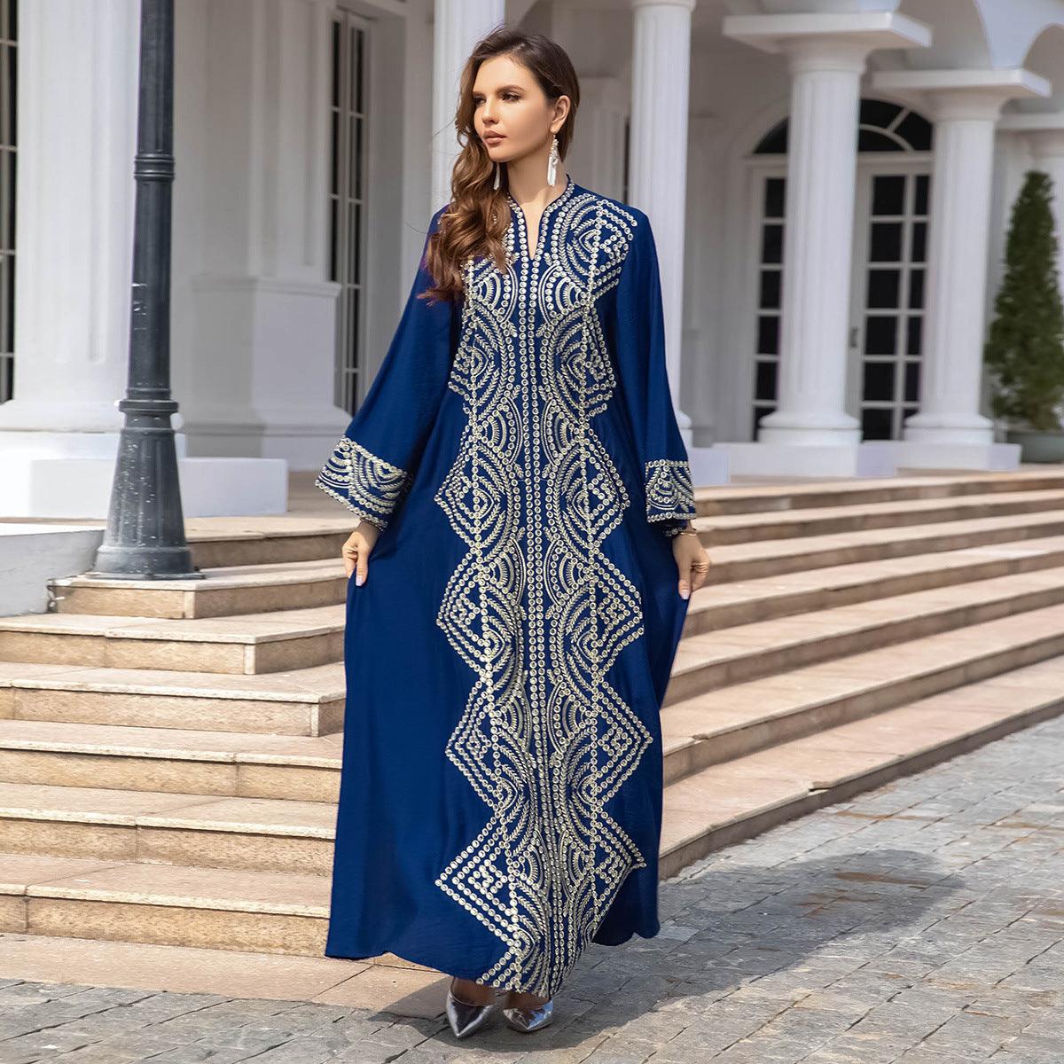 Embroidered Sequined Robe for Muslim Women - Trendy Mix