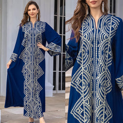 Embroidered Sequined Robe for Muslim Women - Trendy Mix