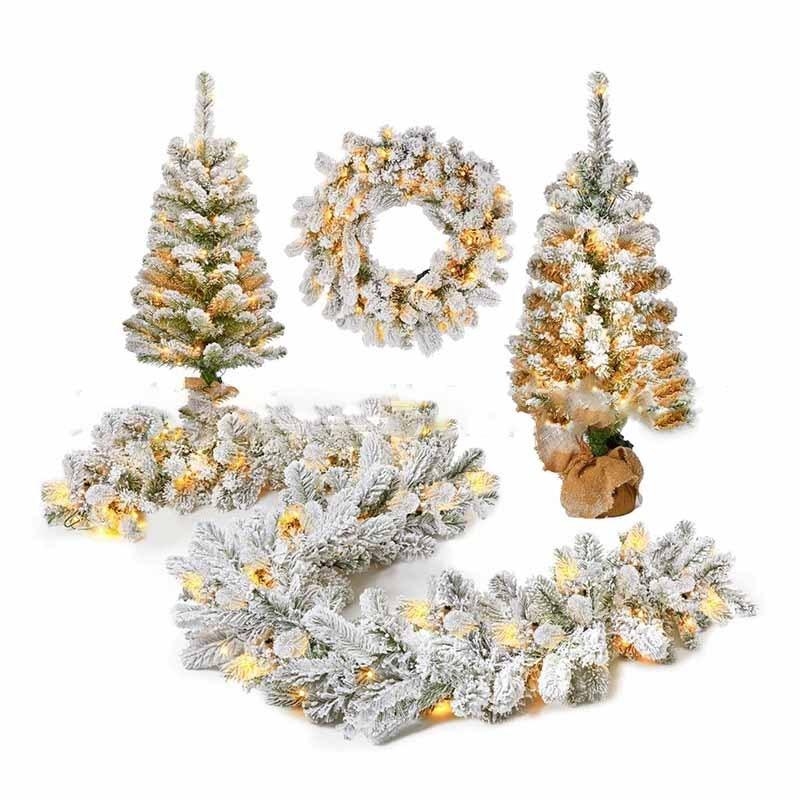 Flocked White Snow Christmas Tree for Holiday Decorating - Trendy Mix