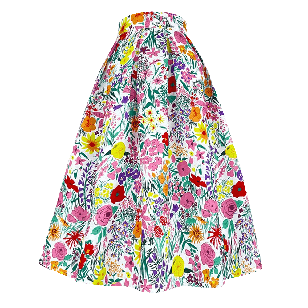 Red Flower Black A-Line Maxi Skirt - Trendy Mix