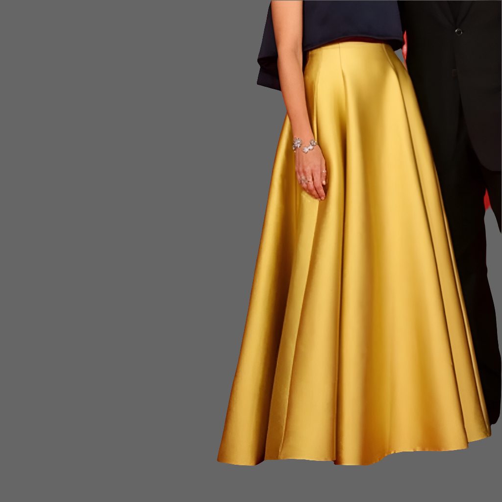 Long Skirts Pleated Gold Floor Long High Waist Bridesmaid Dress Engagement Skirt Wedding Prom Skirts for Formal Cocktail Skirt