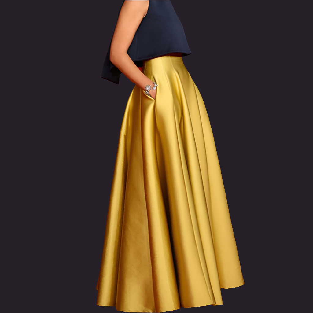 Long Skirts Pleated Gold Floor Long High Waist Bridesmaid Dress Engagement Skirt Wedding Prom Skirts for Formal Cocktail Skirt