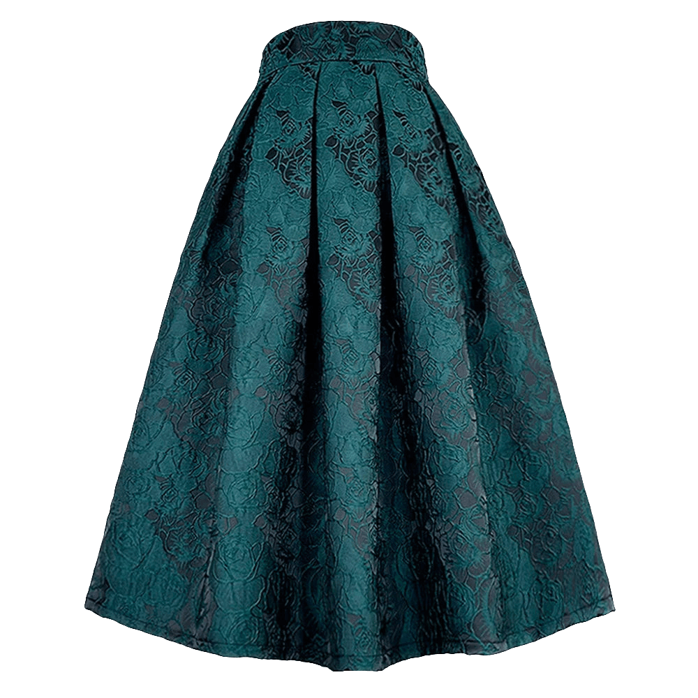 Red Flower Black A-Line Maxi Skirt - Trendy Mix