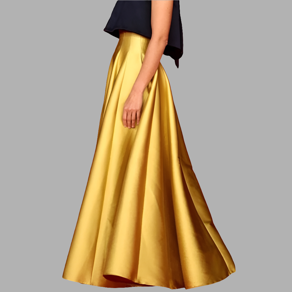 Long Skirts Pleated Gold Floor Long High Waist Bridesmaid Dress Engagement Skirt Wedding Prom Skirts for Formal Cocktail Skirt