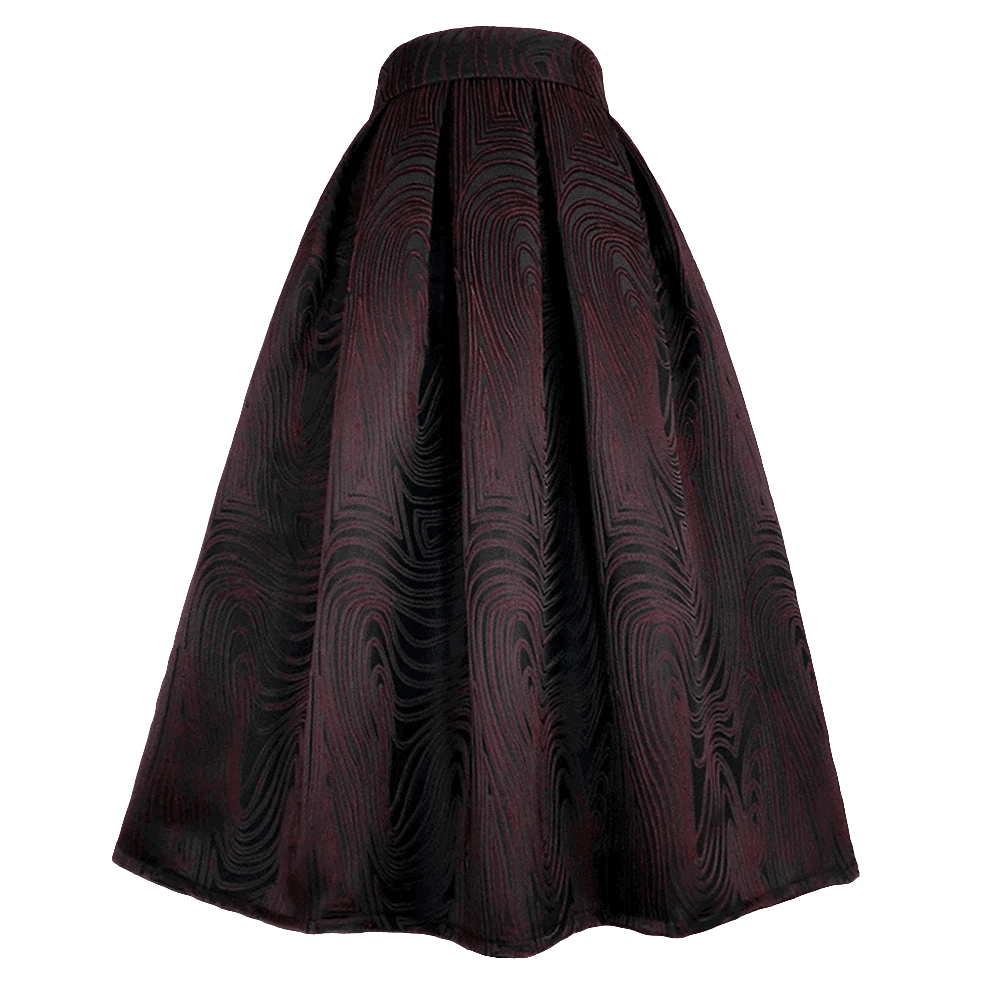 Red Flower Black A-Line Maxi Skirt - Trendy Mix