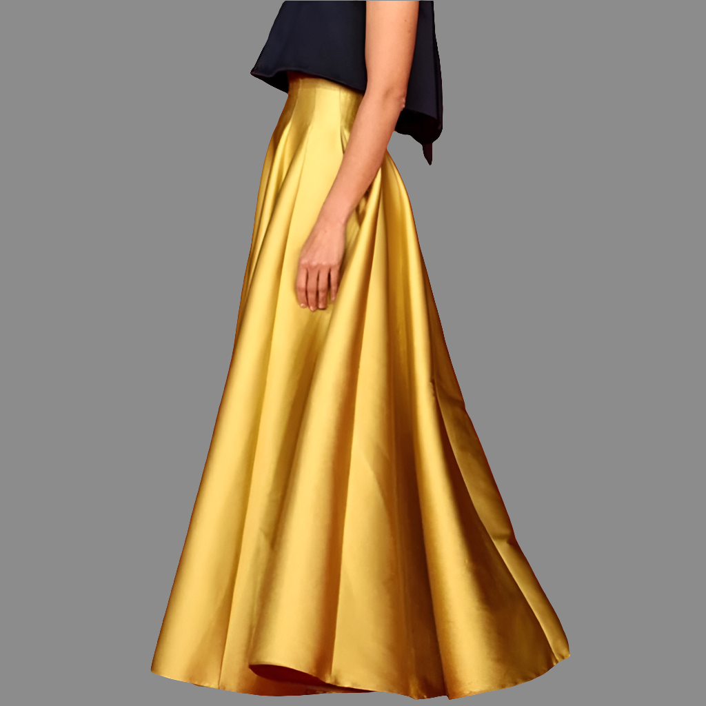 Long Skirts Pleated Gold Floor Long High Waist Bridesmaid Dress Engagement Skirt Wedding Prom Skirts for Formal Cocktail Skirt