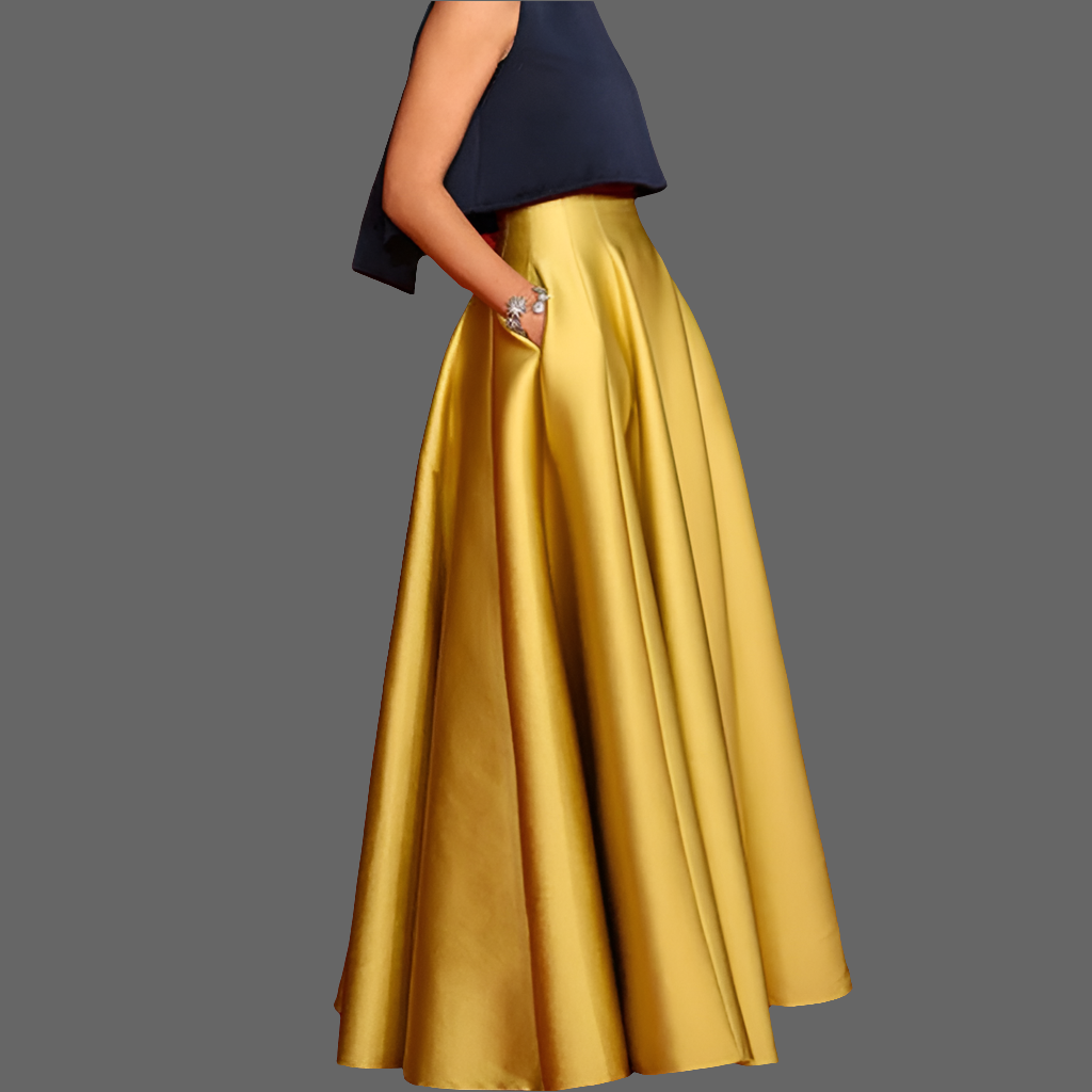 Long Skirts Pleated Gold Floor Long High Waist Bridesmaid Dress Engagement Skirt Wedding Prom Skirts for Formal Cocktail Skirt