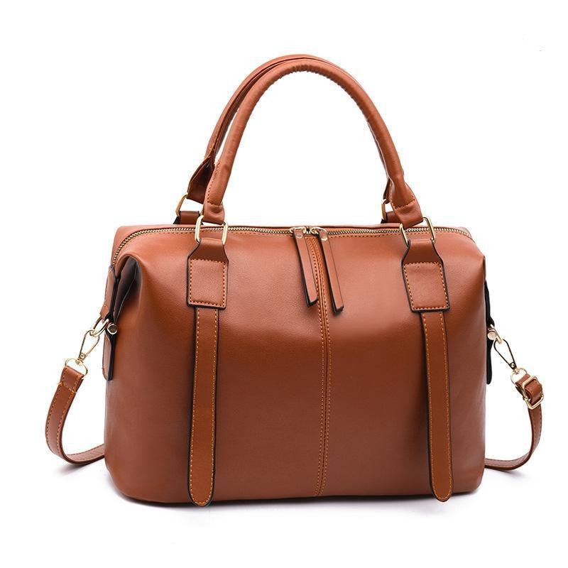 Chic Vintage Leather Shoulder Tote for Women - Trendy Mix