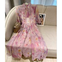 Tea Break Chiffon Floral Dress Fairy - Trendy Mix