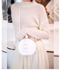 Women's Mohair Long Sleeve Hollow Knit Dress Two Piece