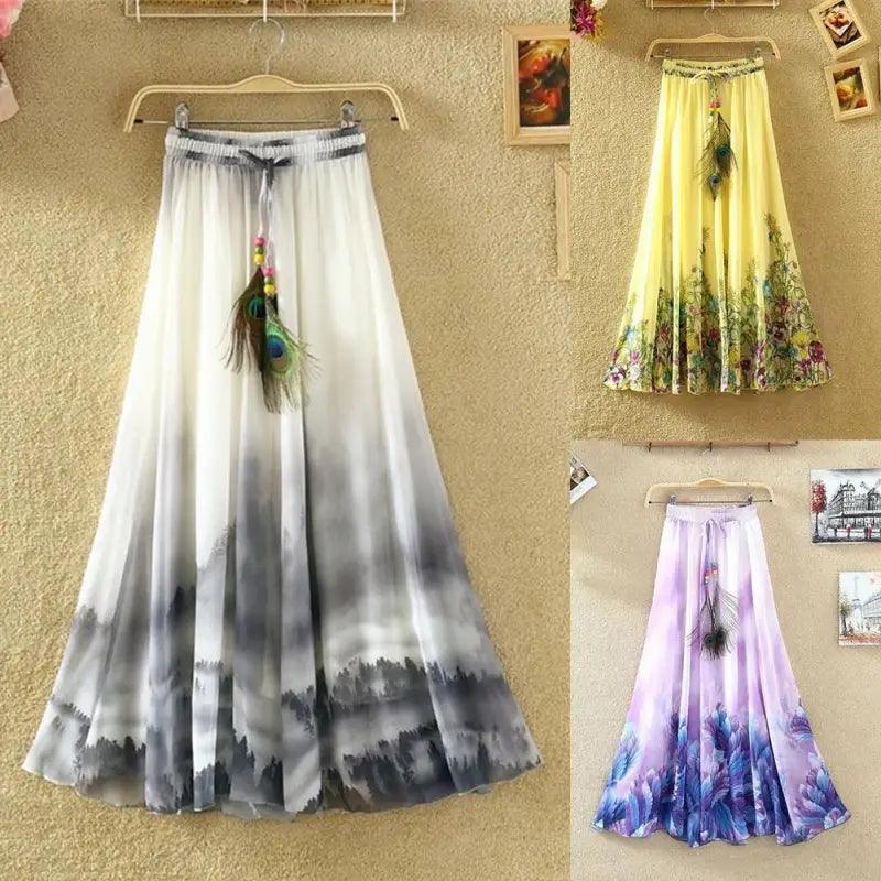 Big Swing Beach Skirt Floral Chiffon - Trendy Mix