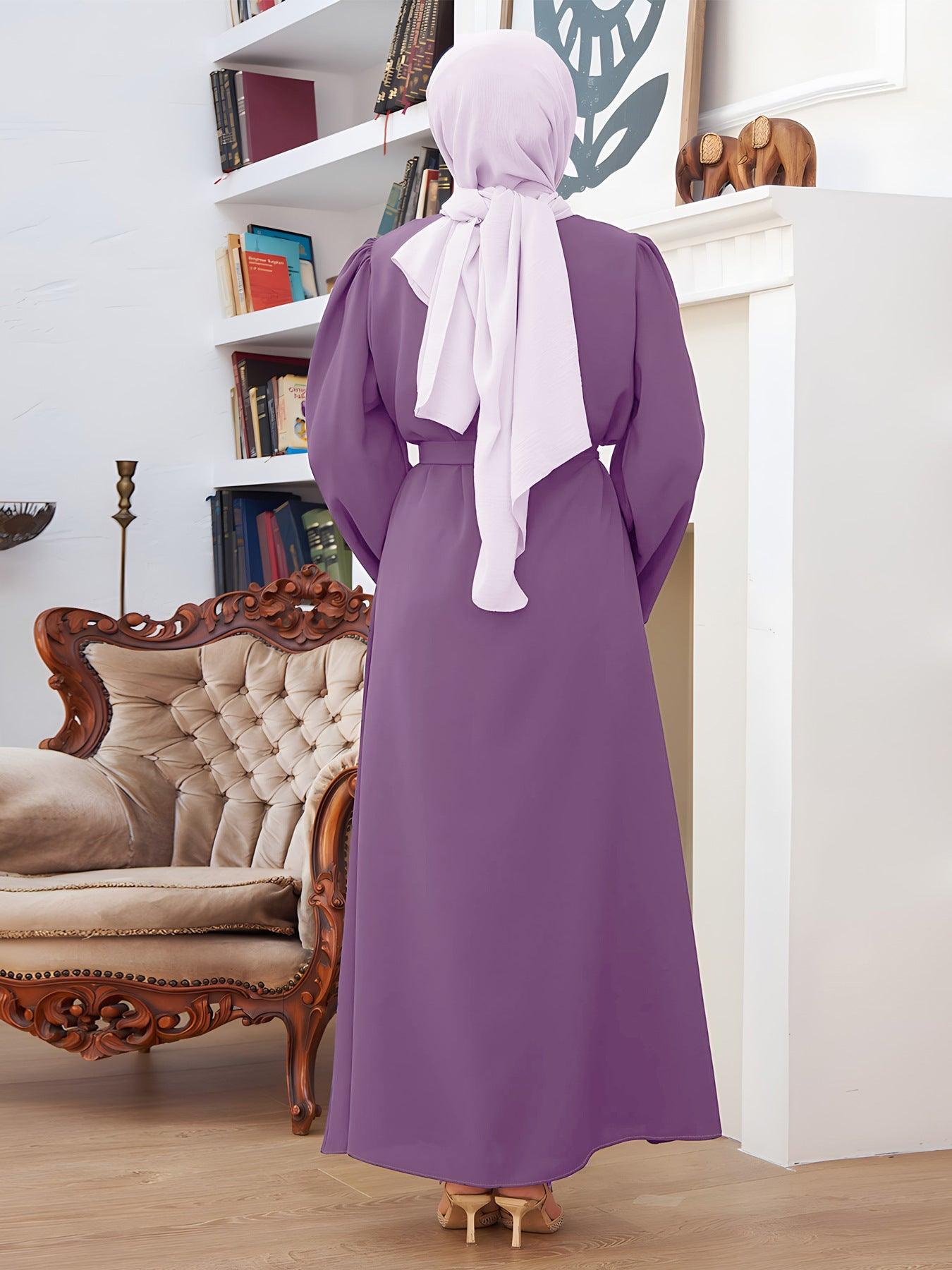 Elegant hijab outfit Long Skirt With Belt, Without Headscarf - Trendy Mix