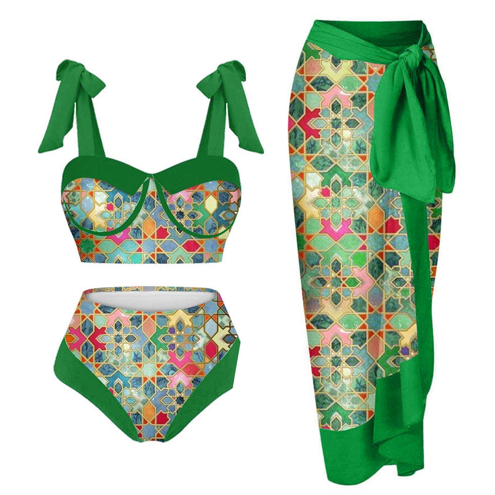 Women's Floral Print 3-Piece Swim Set - Trendy Mix